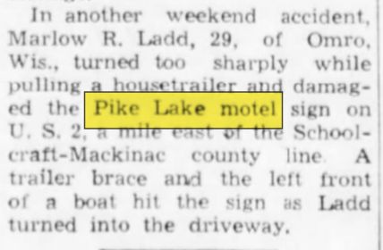 Schealls Motel (Tappens Motel) - Aug 1959 Pike Lake Motel Sign Damaged (newer photo)